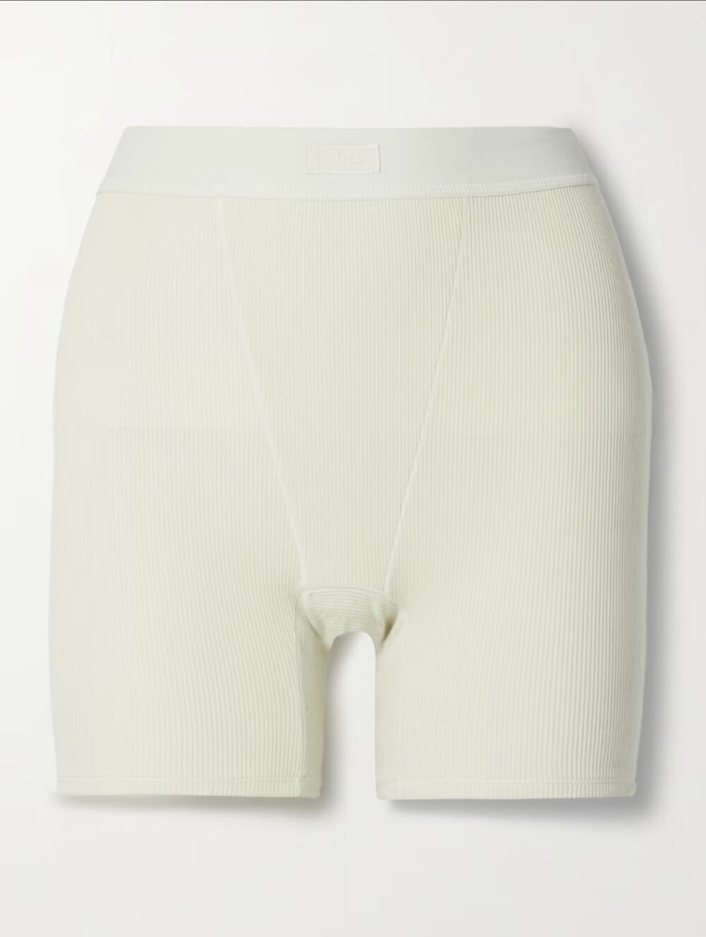 New Skims Cotton Collection ribbed cotton-blend jersey boxer shorts - Bone